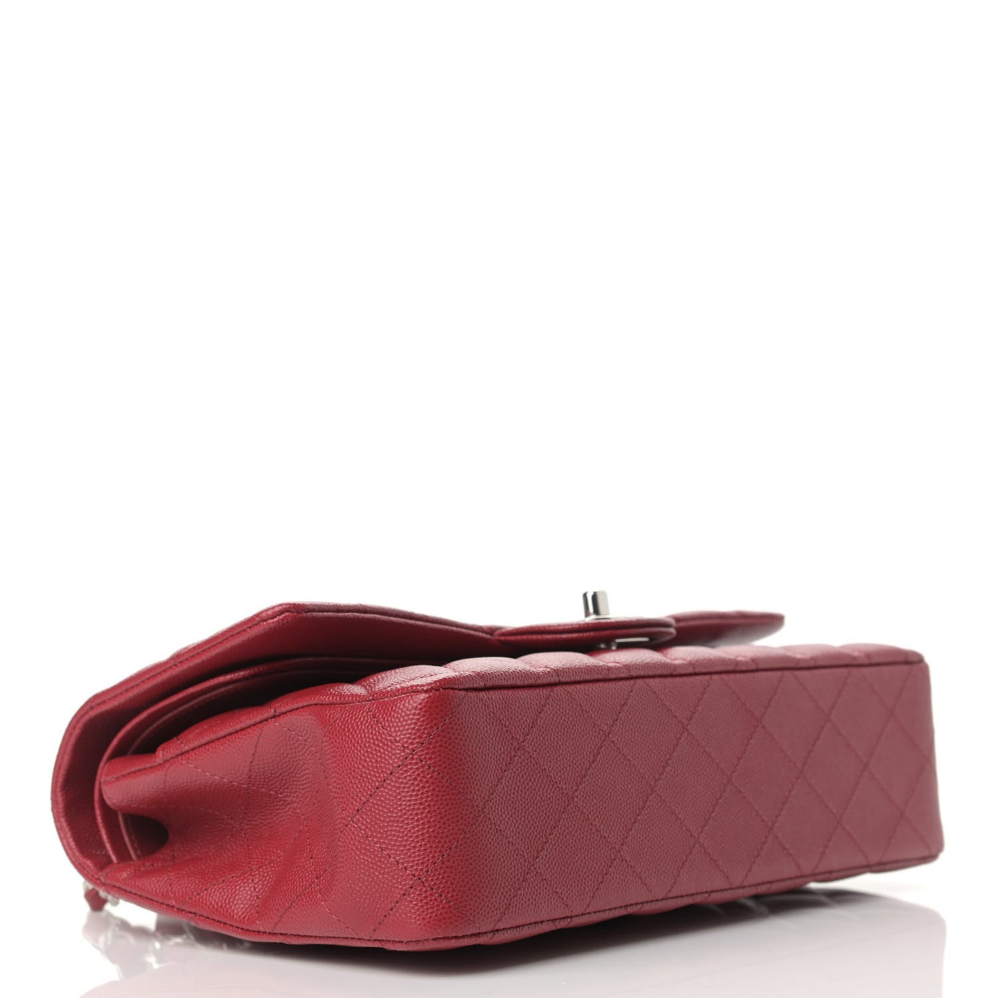 Caviar Quilted Medium Double Flap Dark Red