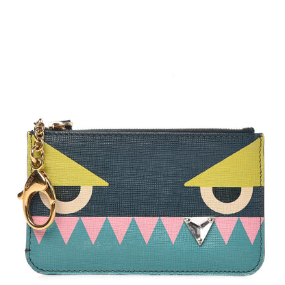 Fendi Vitello Crystal Tooth Monster Coin Pouch Key Case Oceano Multicolor 1 of 9