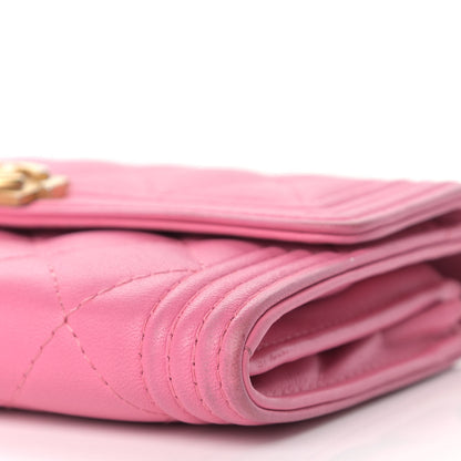 Chanel Lambskin Quilted Medium Boy Flap Wallet Pink 10 of 14