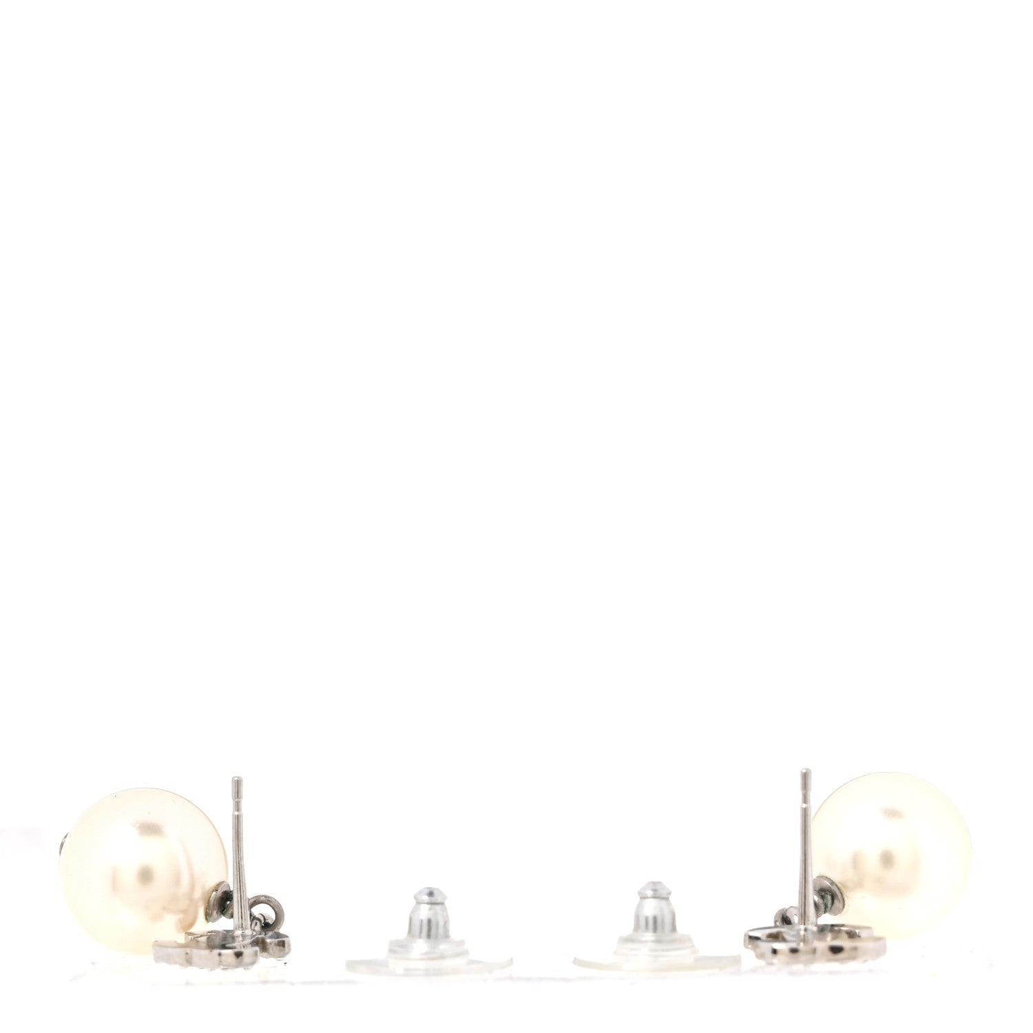 Chanel Crystal Pearl CC Drop Earrings Gold 3 of 4