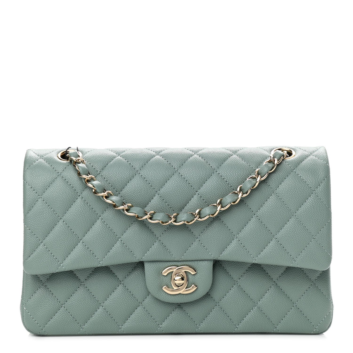 Chanel Caviar Quilted Medium Double Flap Green 1 of 11