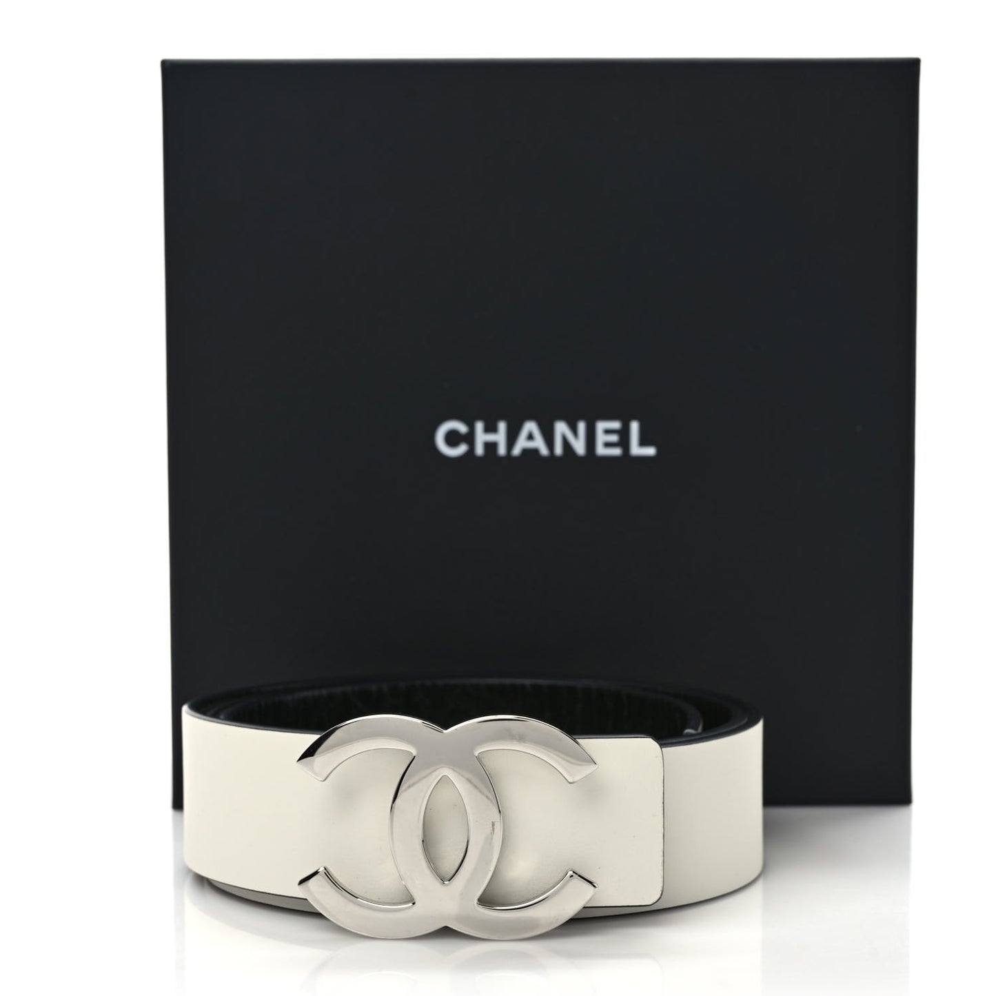 Patent Calfskin CC Reversible Belt 90 36 Black White