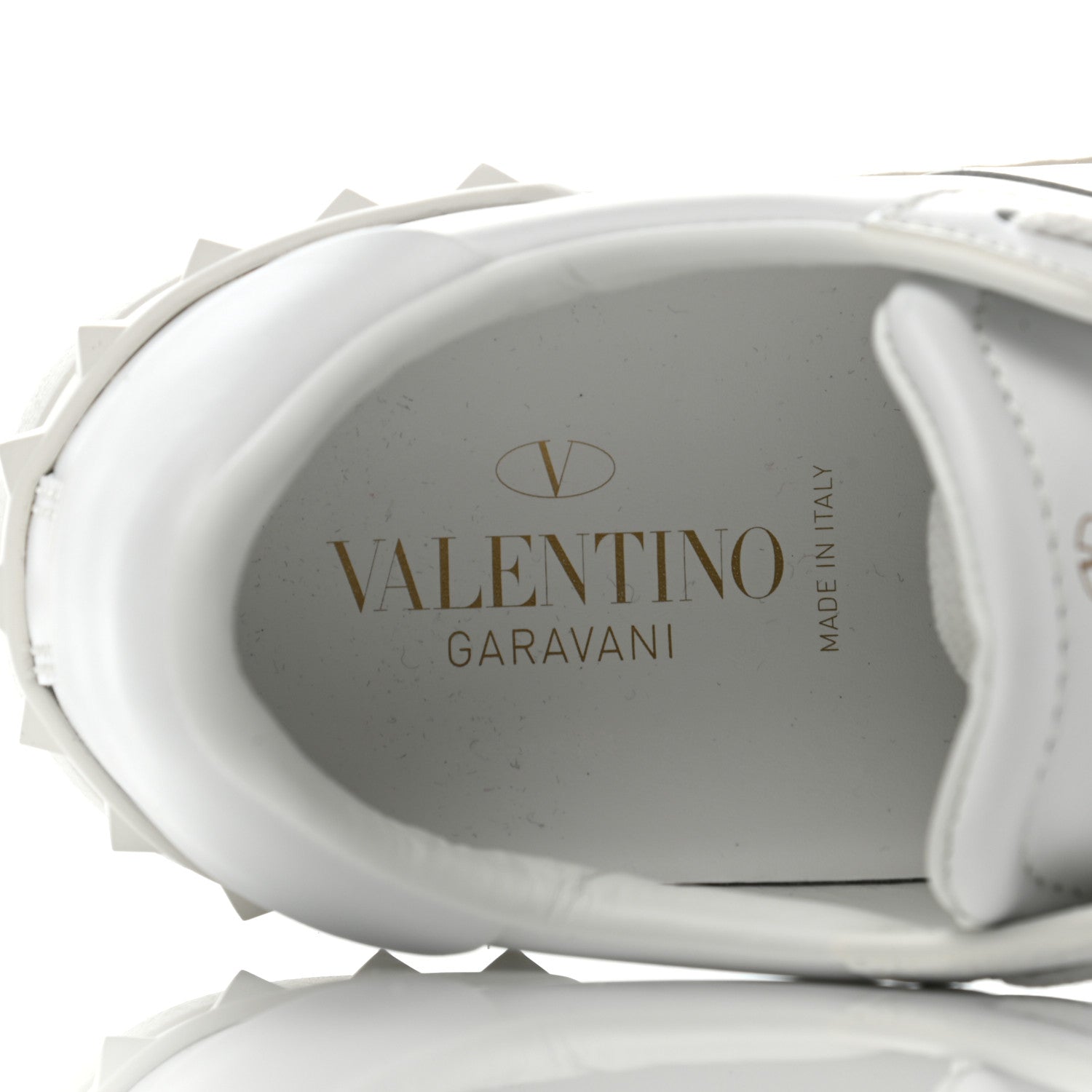 Valentino Garavani Calfskin Rockstud Open Sneakers 36.5 White Silver 8 of 8