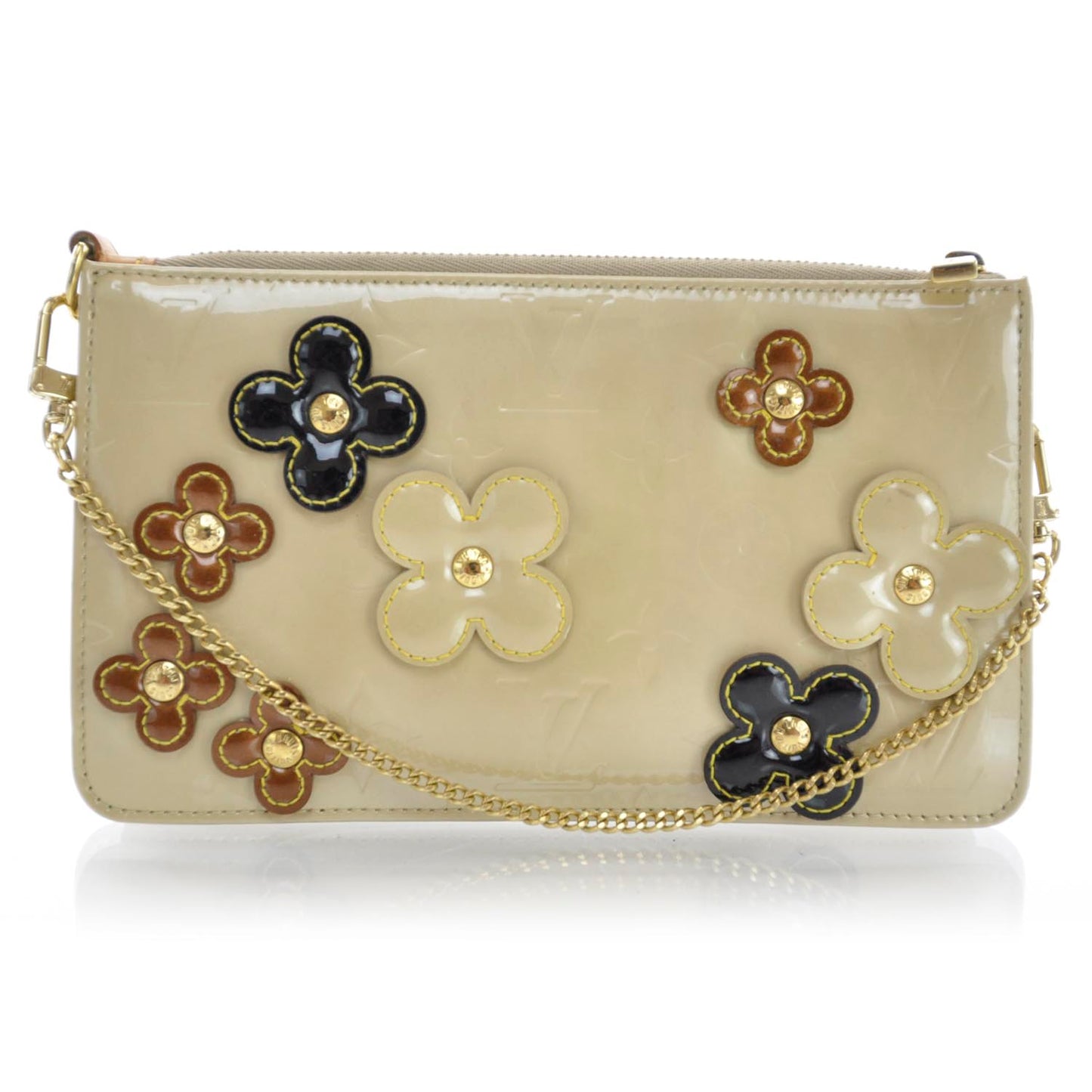 Vernis Lexington Fleurs Pochette Bag Beige