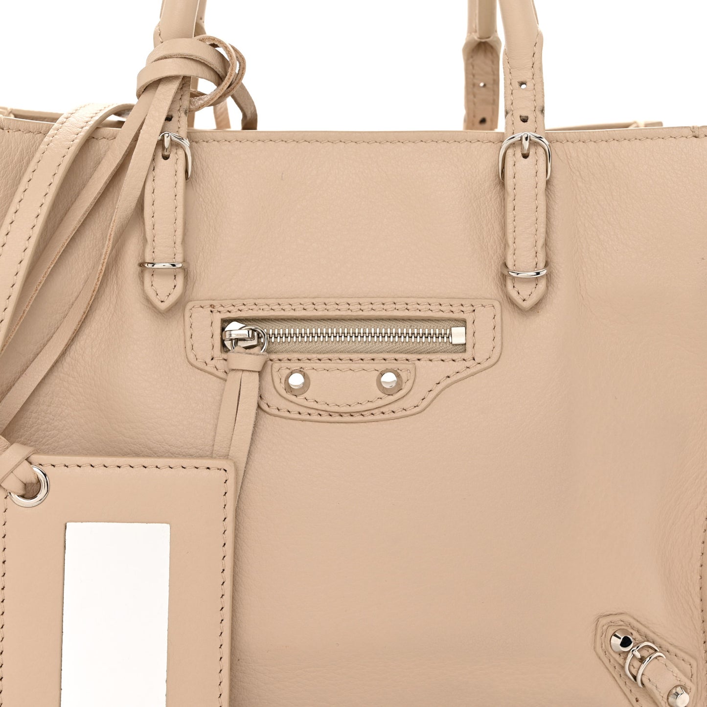 Calfskin Papier Mini A4 Zip Around Tote Light Beige