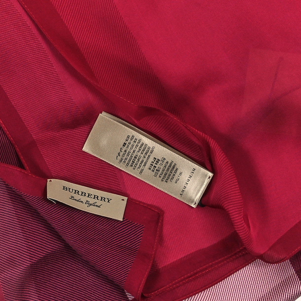 Burberry Satin Silk Mega Check Scarf Fuchsia Pink 3 of 3