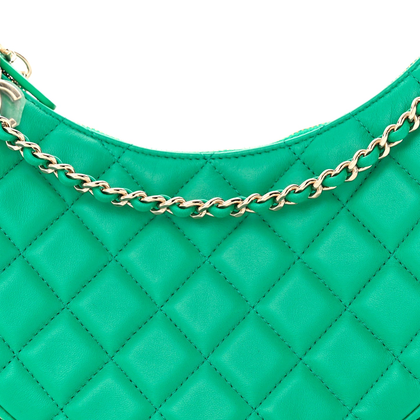 Lambskin Quilted Small Hobo Bag Green