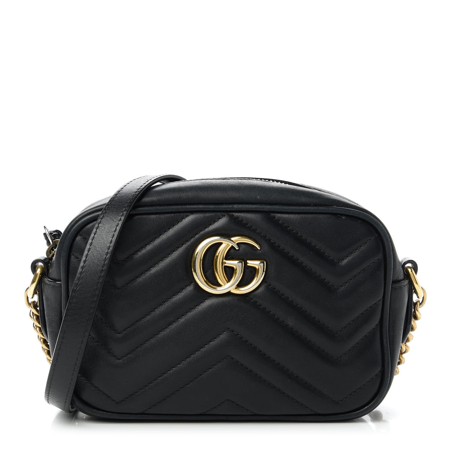 Calfskin Matelasse Mini GG Marmont Chain Shoulder Bag Black