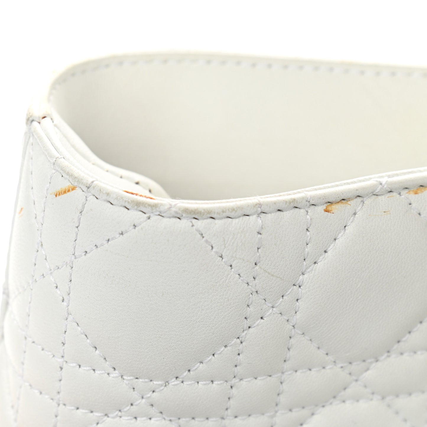 Lambskin Cannage Large Lady Dior Shopper Tote White