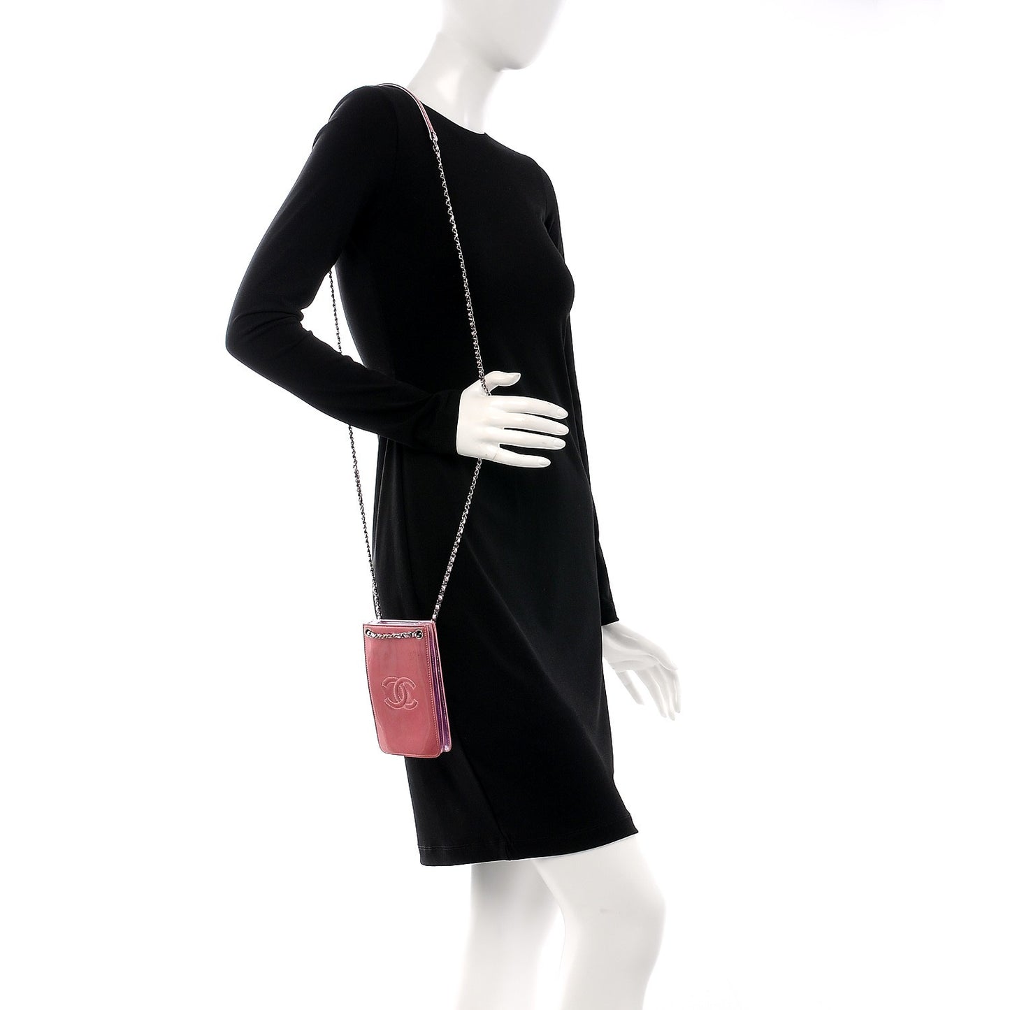 Patent Crossbody CC Phone Holder Pink