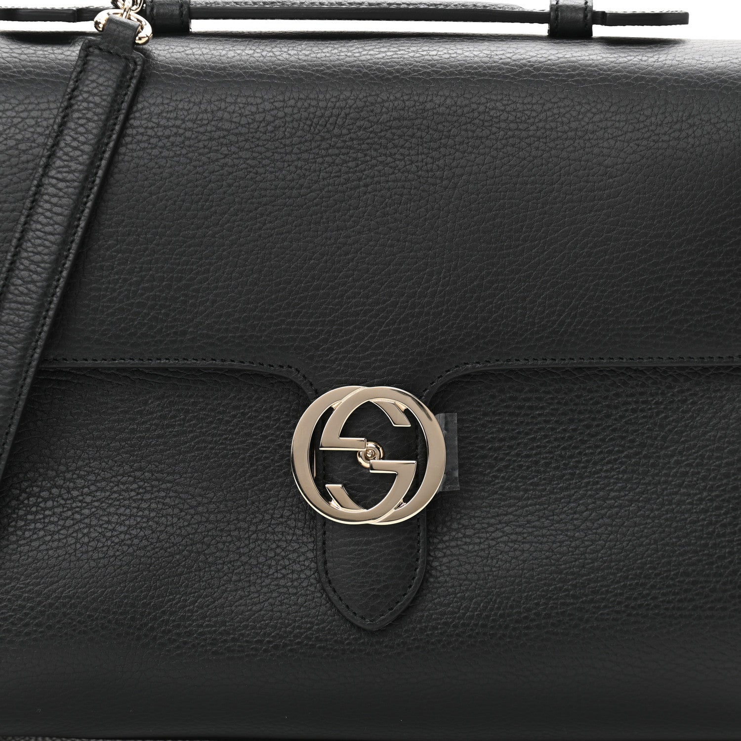Gucci Dollar Calfskin Medium Interlocking G Top Handle Shoulder Bag Black 8 of 10