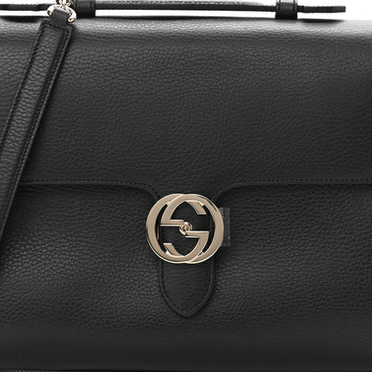 Gucci Dollar Calfskin Medium Interlocking G Top Handle Shoulder Bag Black 8 of 10