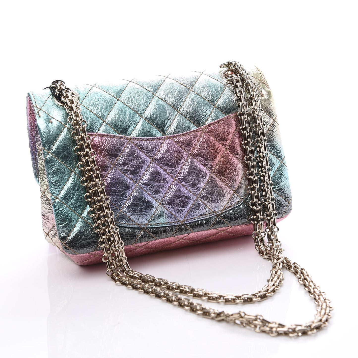 Metallic Goatskin Quilted Mini 2.55 Reissue Flap Multicolor