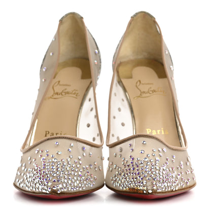 Christian Louboutin Rete Glitter Solaria Mini Specchio Strass Follies 100 Pumps 38.5 Pearl 3 of 8