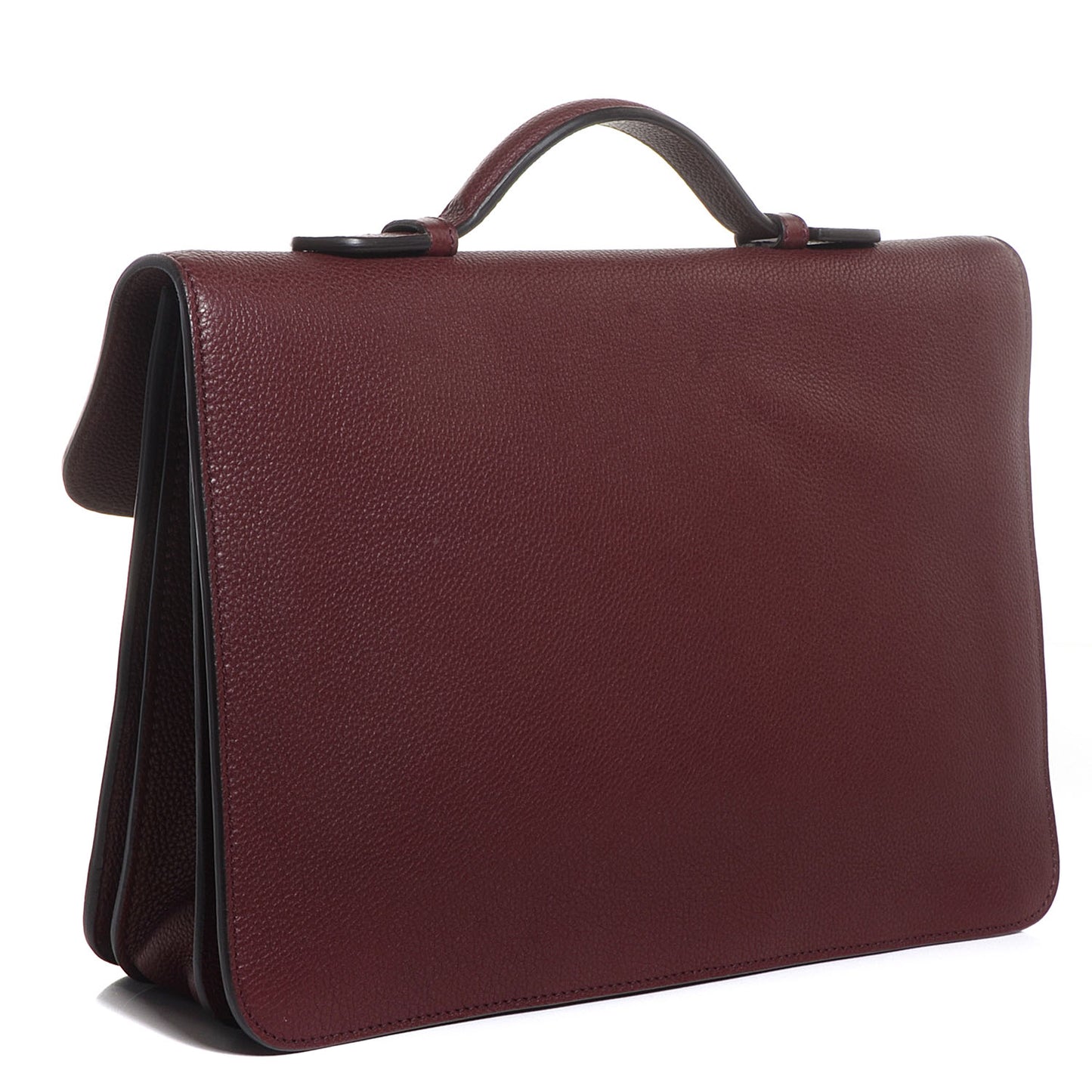 Leather Jackie Briefcase Top Handle Burgundy
