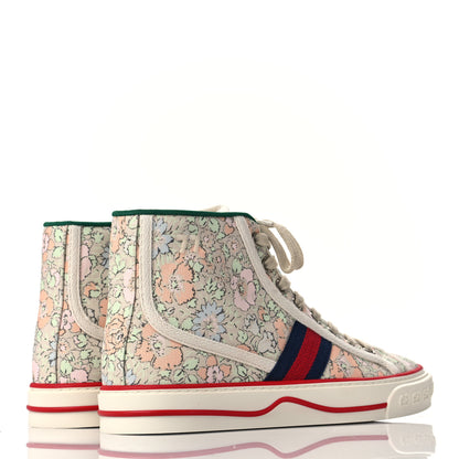Gucci X LIBERTY OF LONDON Canvas Web Tracy Print Womens 1977 Tennis High Top Sneakers 37.5 Mint Peach Mystic White 4 of 7