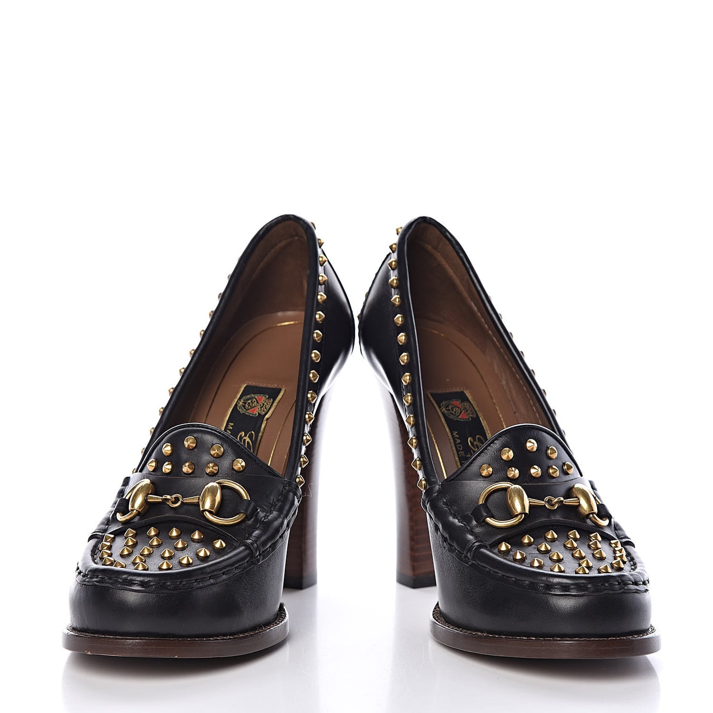 Calfskin Studded Horsebit Alyssa Pumps 36.5 Black