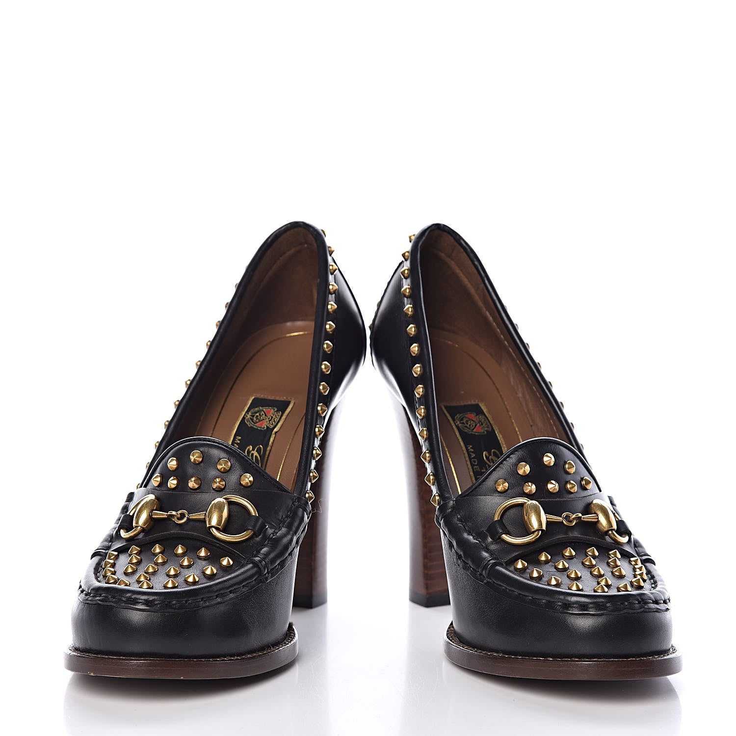 Gucci Calfskin Studded Horsebit Alyssa Pumps 36.5 Black 5 of 13