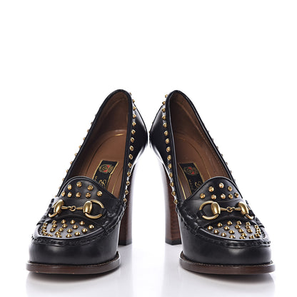 Gucci Calfskin Studded Horsebit Alyssa Pumps 36.5 Black 5 of 13