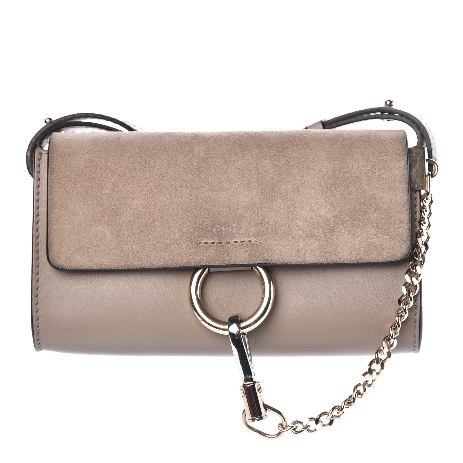 Chloe Suede Calfskin Mini Faye Shoulder Bag Motty Grey 1 of 7