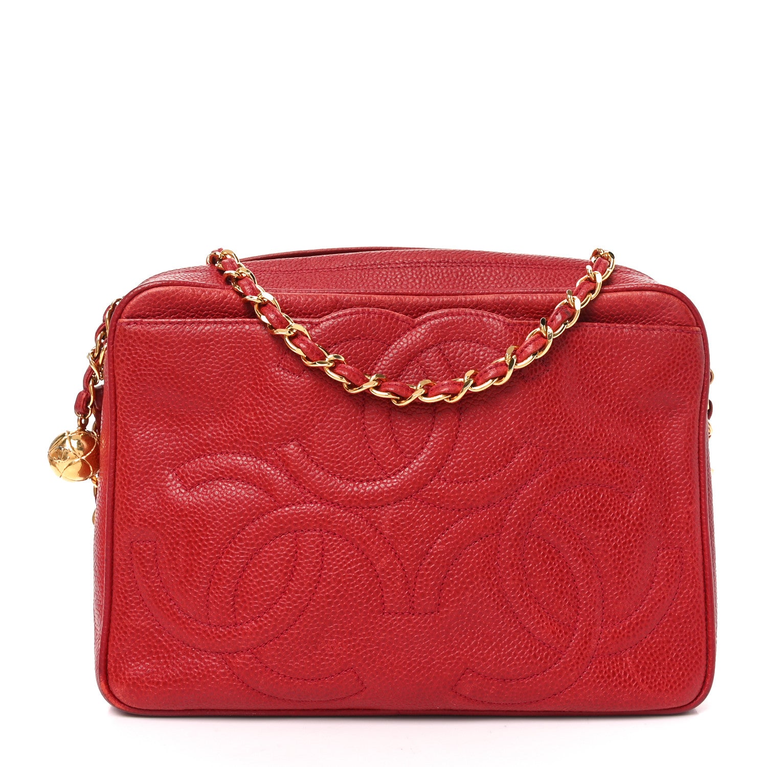 Chanel Caviar CC Stitched Camera Case Red 1 of 11