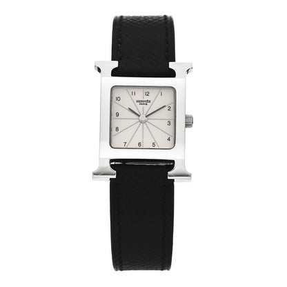 Hermes Stainless Steel Epsom 21mm Heure H Hour Quartz Watch Noir 1 of 5