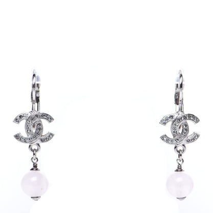 Chanel Resin Crystal CC Drop Earrings Silver 1 of 4