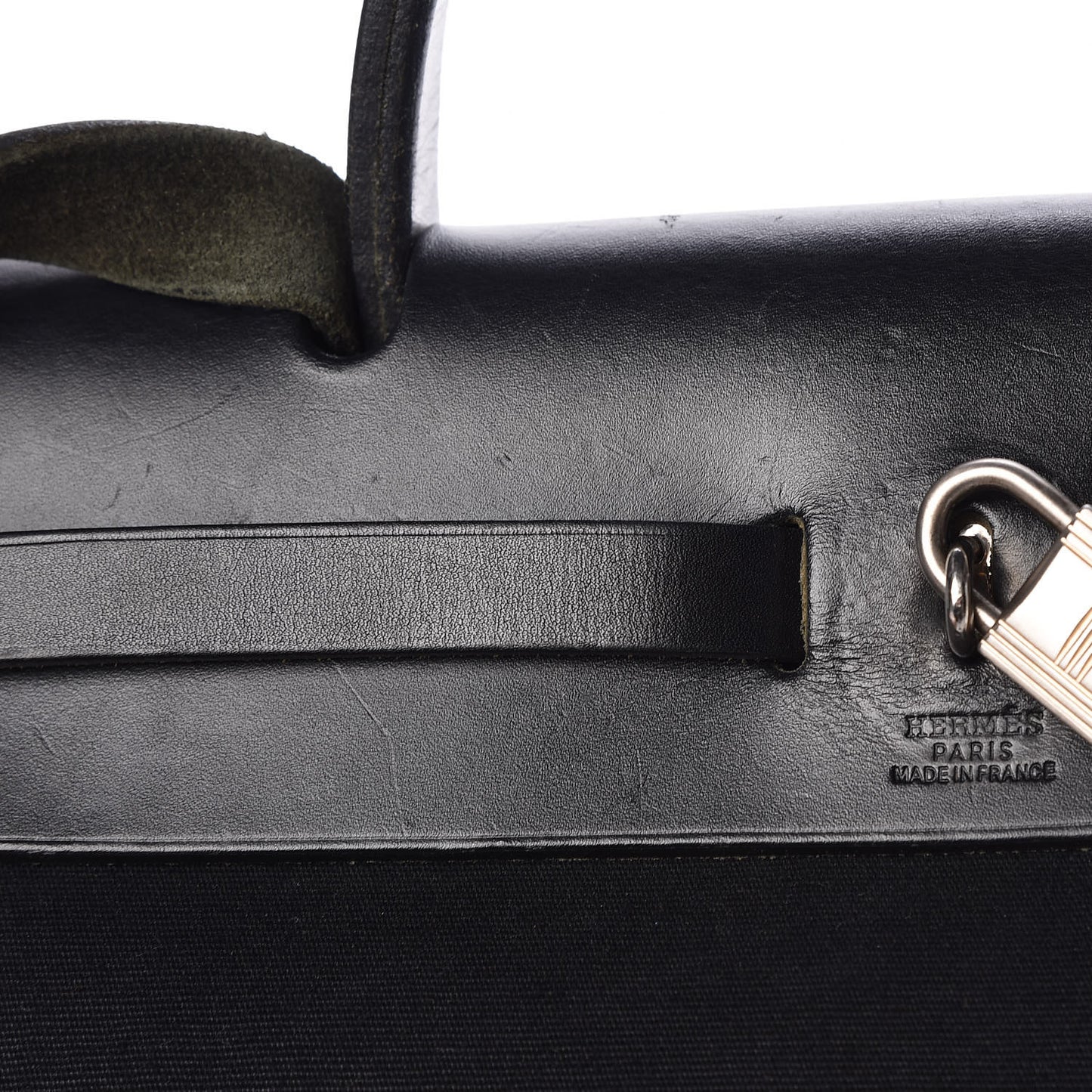 Toile Vache Calfskin Herbag 30 PM Black Natural