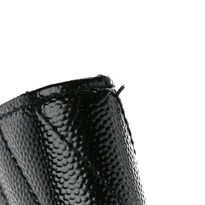 Saint Laurent Grain De Poudre Matelasse Chevron Monogram Compact Tri Fold Wallet Black 12 of 12