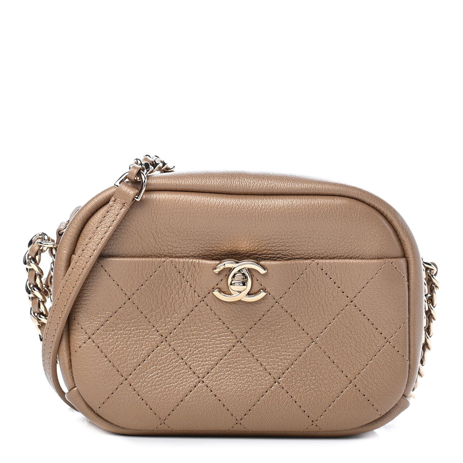 Chanel Metallic Goatskin Small Casual Trip Camera Case Beige 1 of 8