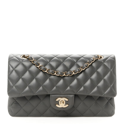 Chanel Lambskin Quilted Medium Double Flap Dark Grey 1 of 11