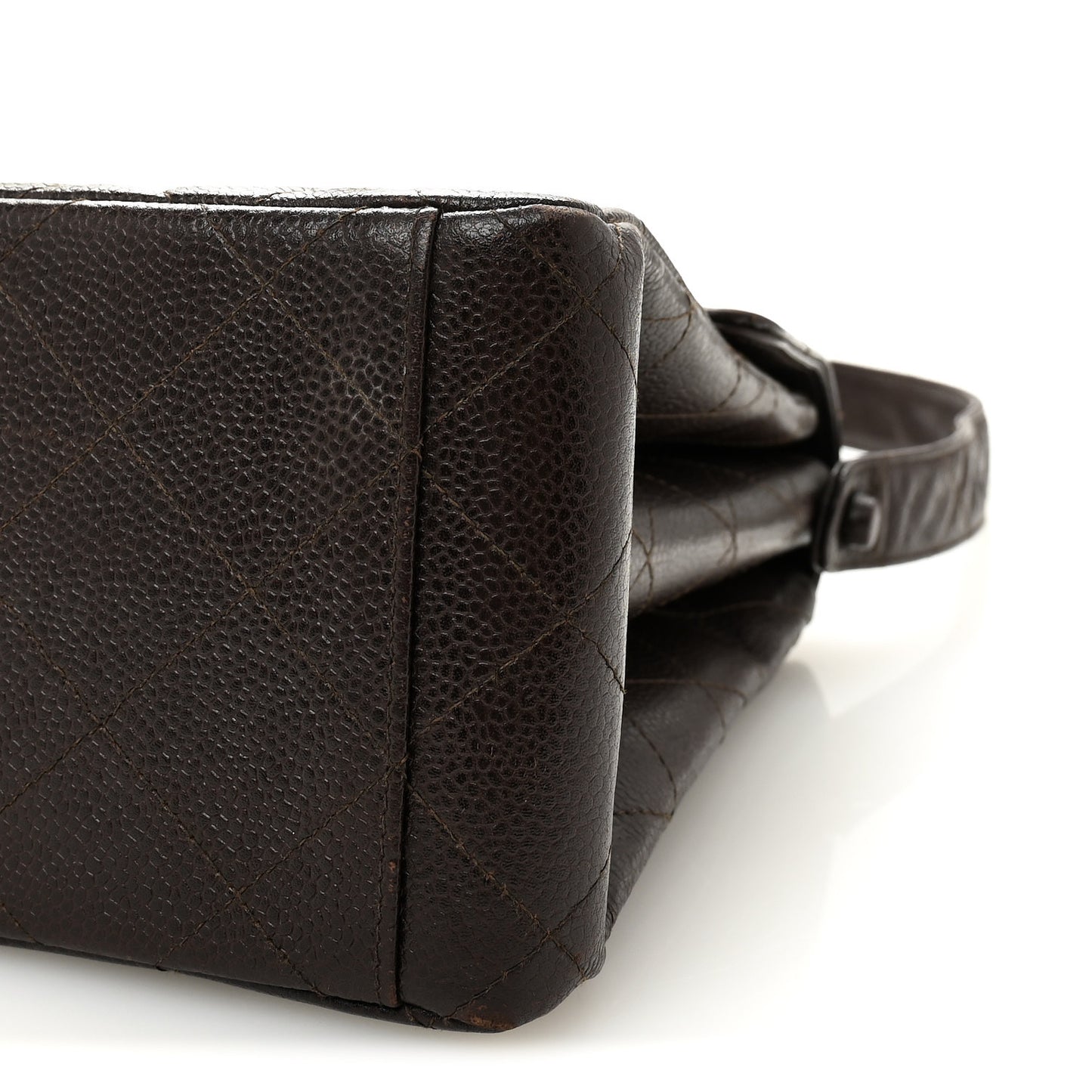 Caviar Quilted Medium Kelly Flap Brown