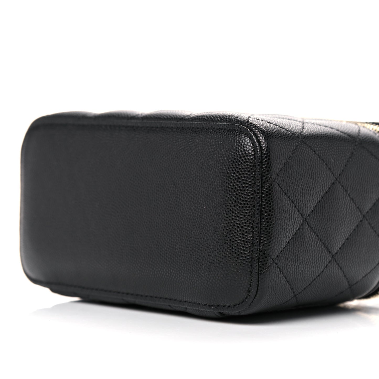 Caviar Quilted Small Vanity Case With Chain Black