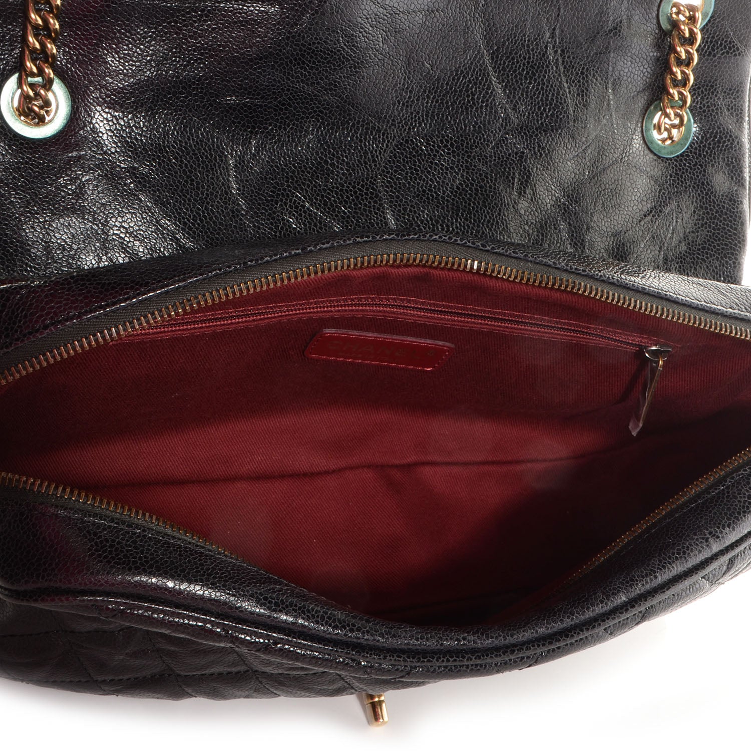 Chanel Crumpled Grained Calfskin Quilted Large Shiva Flap Black 5 of 8