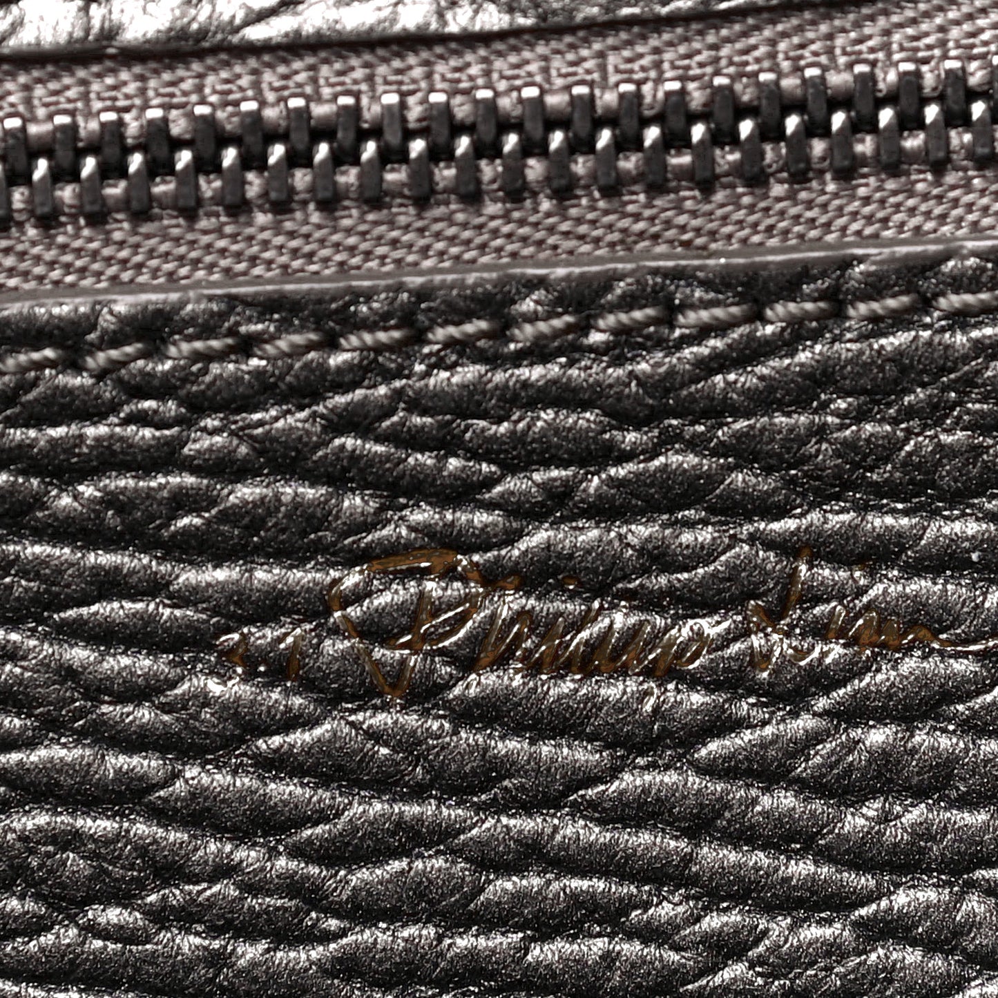Metallic Textured Calfskin Mini Pashli Satchel Silver