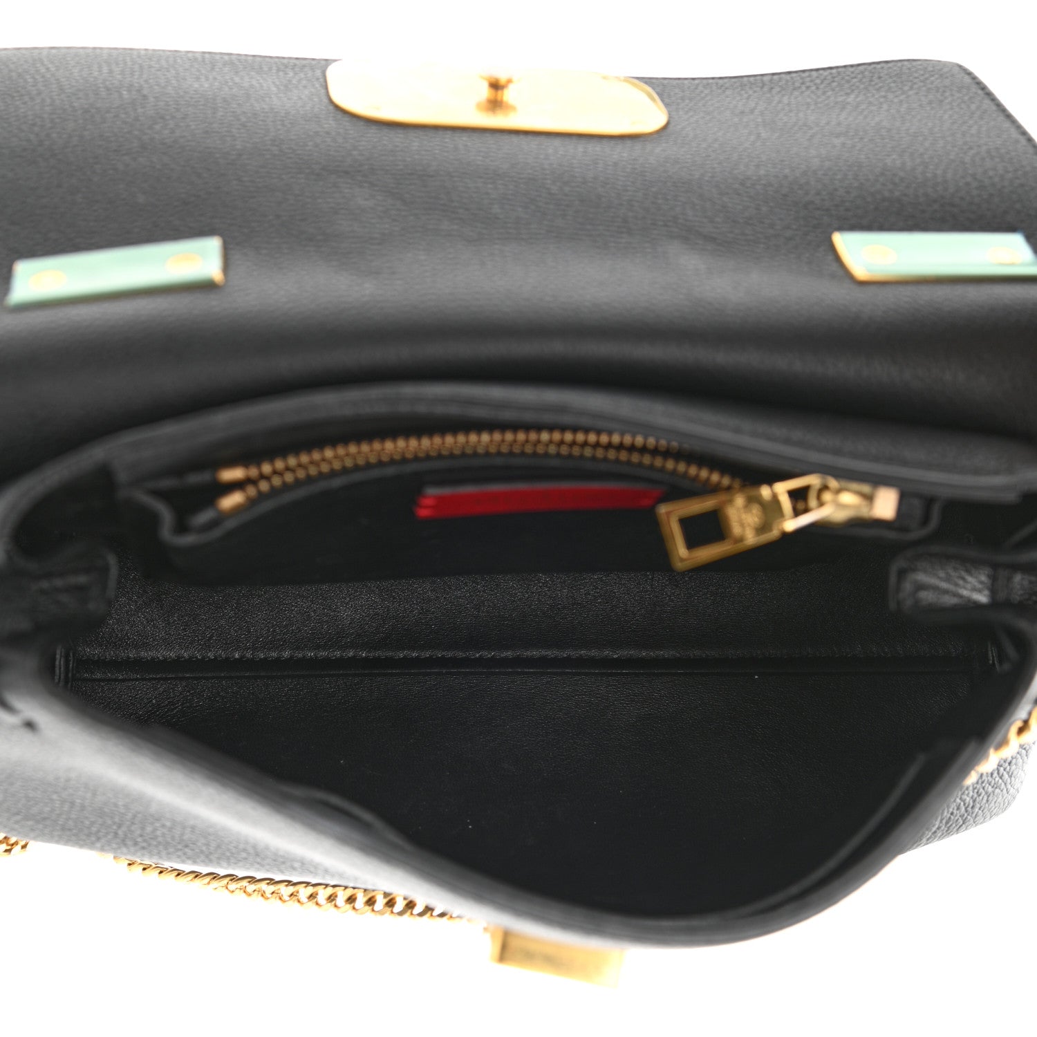 Valentino Garavani Pebbled Calfskin Small VRing Chain Shoulder Bag Black 5 of 12