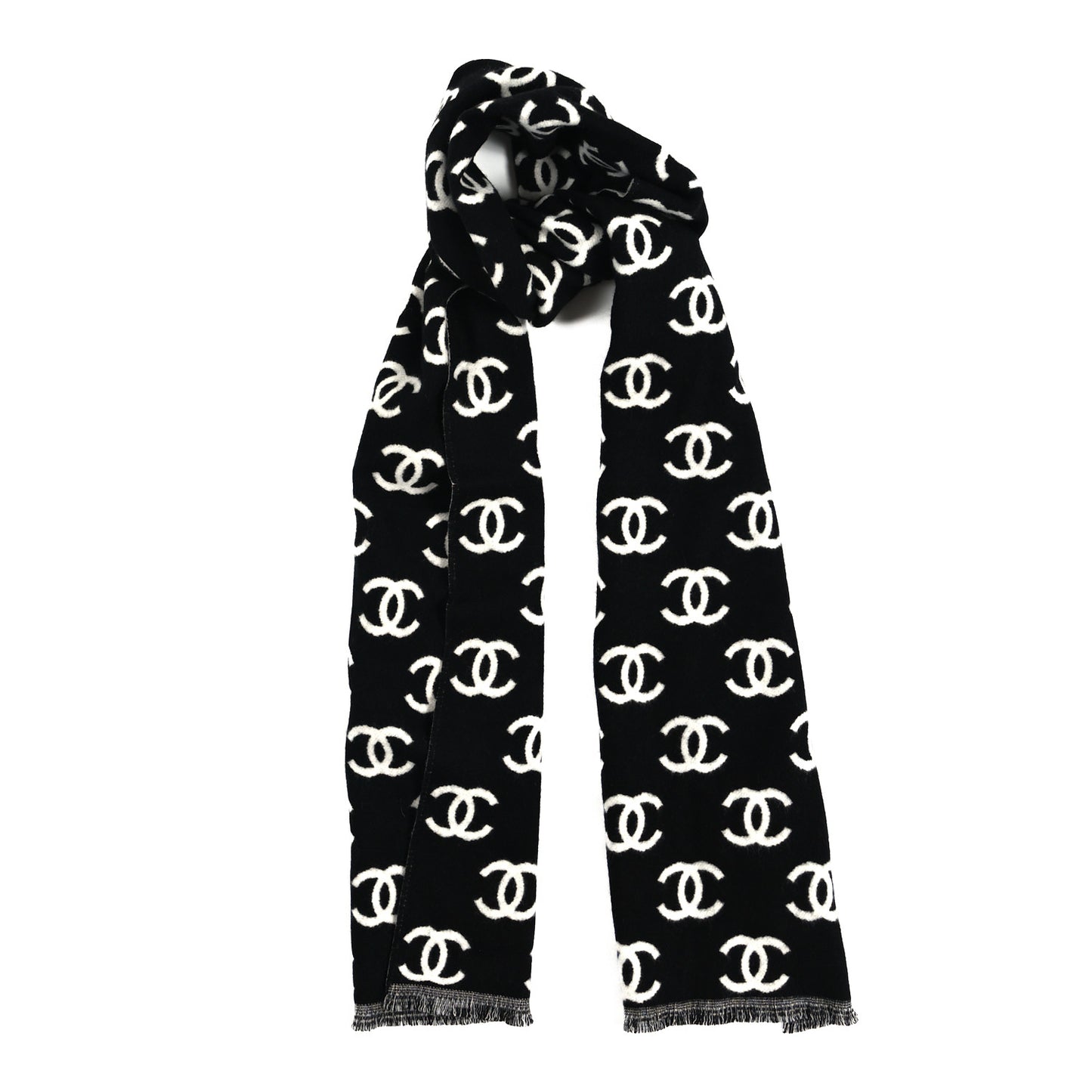 Wool Cashmere CC Scarf Black White