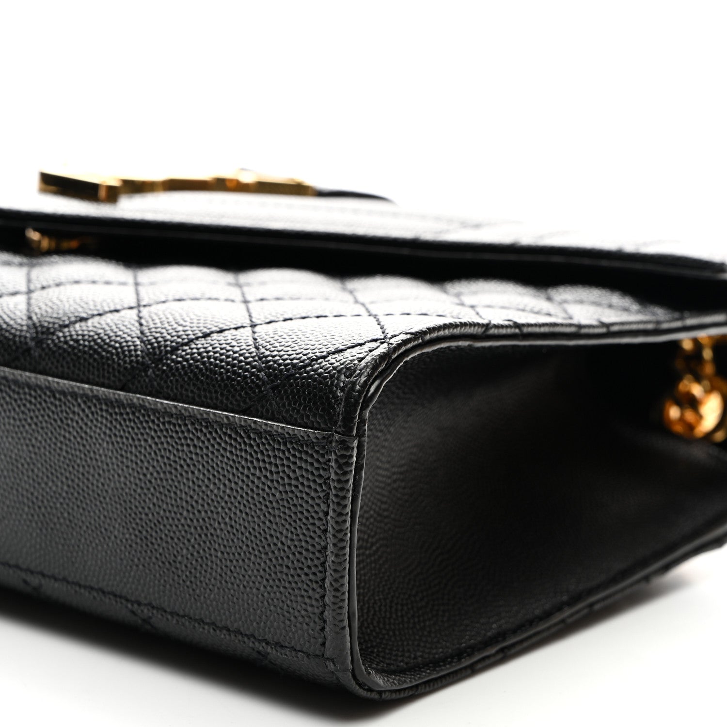 Saint Laurent Grain De Poudre Textured Mixed Matelasse Triquilt Medium Monogram Satchel Black 9 of 9