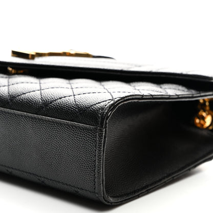 Saint Laurent Grain De Poudre Textured Mixed Matelasse Triquilt Medium Monogram Satchel Black 9 of 9