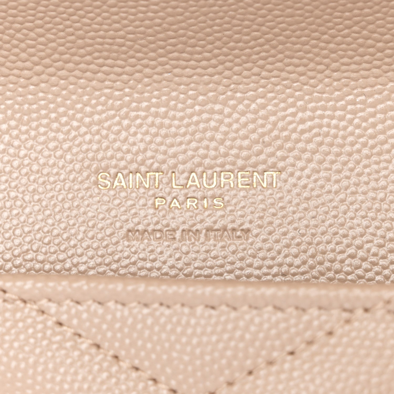 Saint Laurent Grain De Poudre Matelasse Chevron Monogram Envelope Clutch Dark Beige 6 of 8