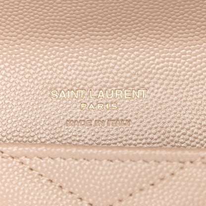 Saint Laurent Grain De Poudre Matelasse Chevron Monogram Envelope Clutch Dark Beige 6 of 8