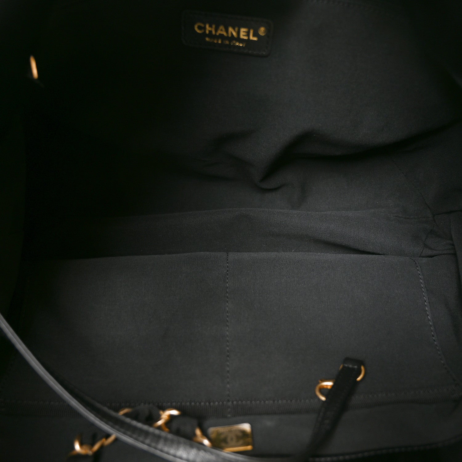 Chanel Nylon Grosgrain Quilted Lifestyle Shopping Tote Black 5 of 10