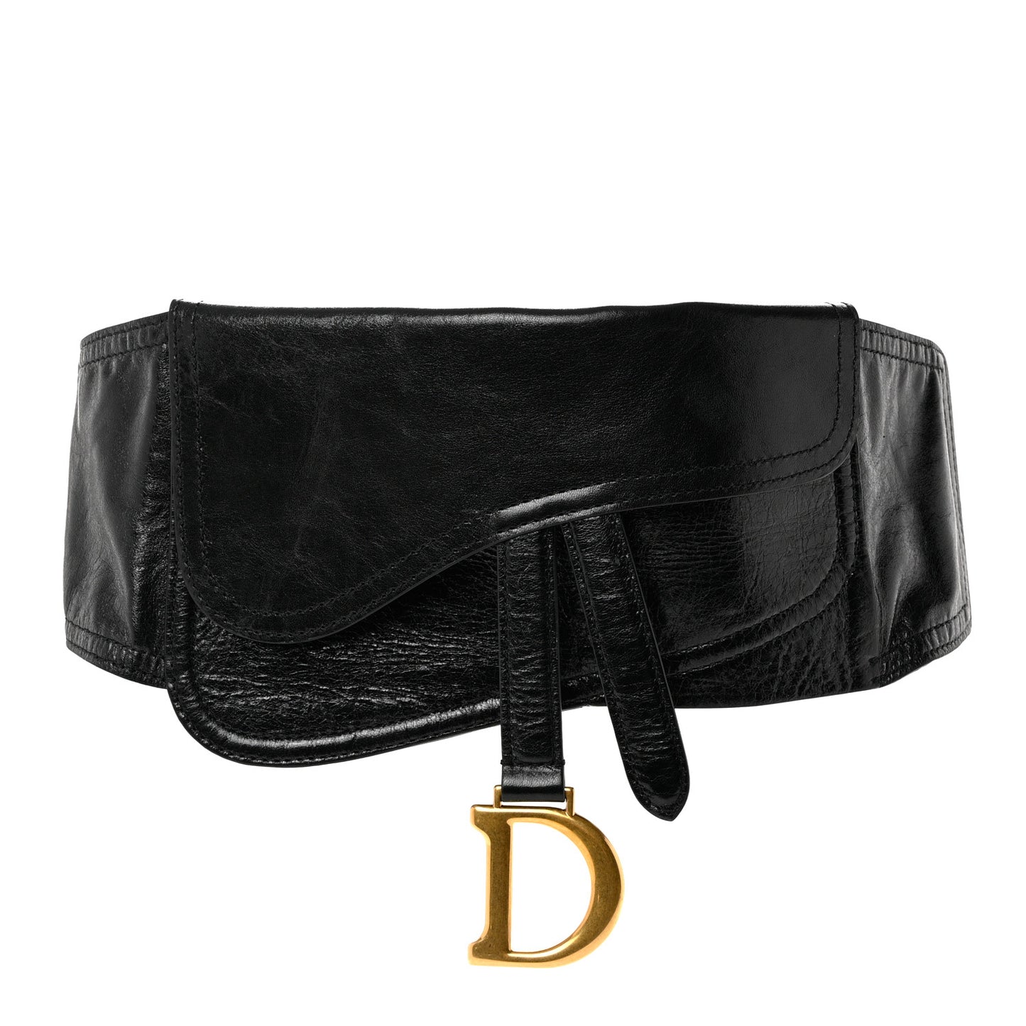 Crinkled Lambskin 135mm Saddle Belt Black