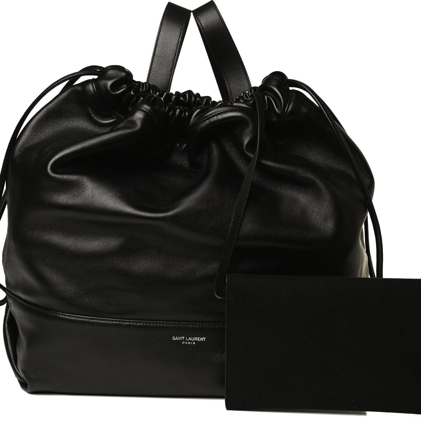Lambskin Drawstring Backpack Black