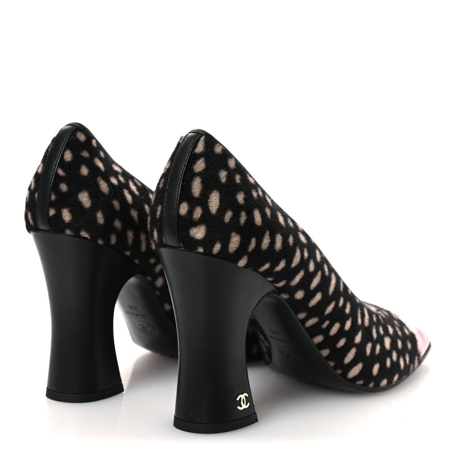 Chanel Pony Hair Lambskin Patent Cap Toe Pumps 41 Black White Dark Red 5 of 11