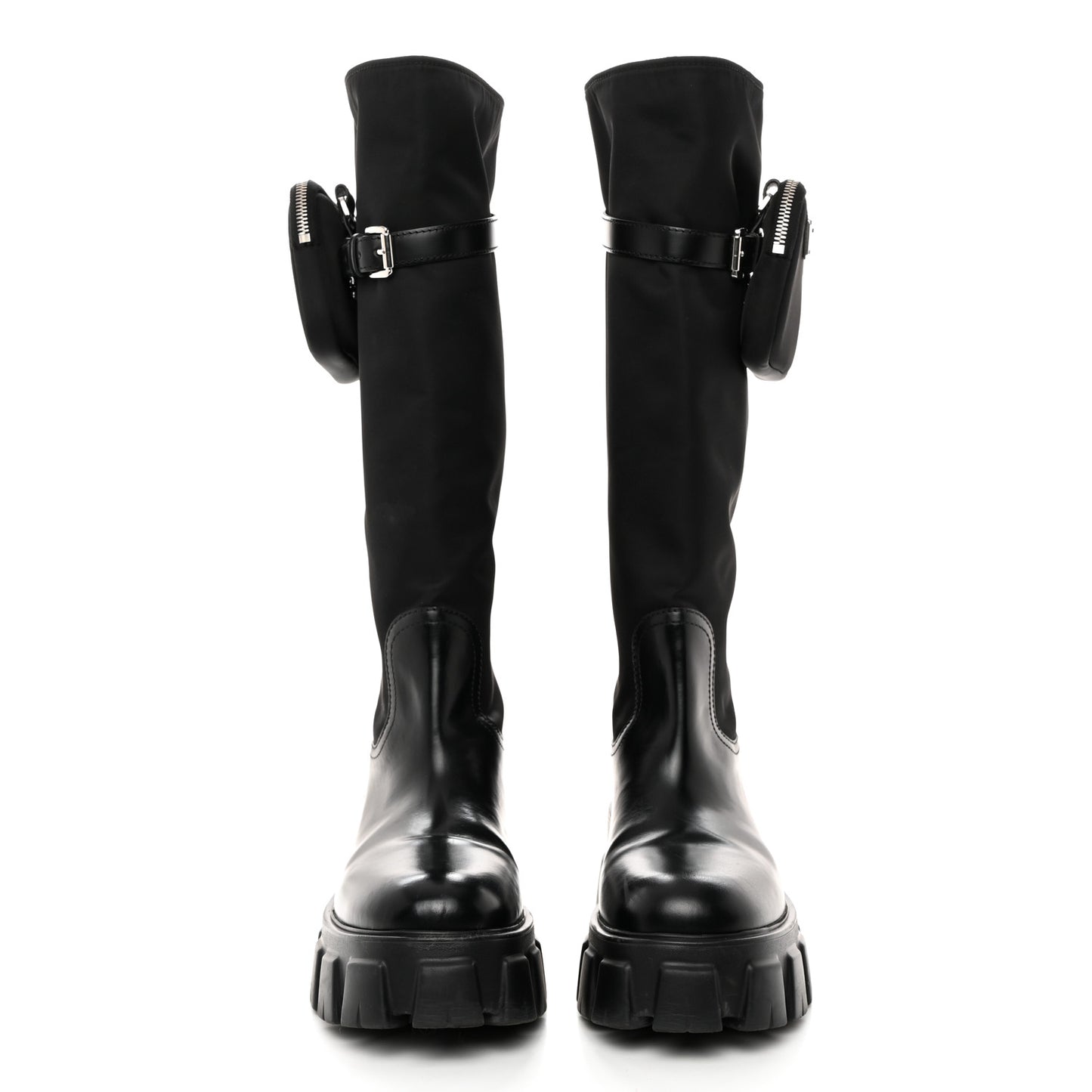 Spazzolato Rois Re-Nylon Metal Triangle Logo Monolith Pouch Pocket 55mm Tall Boots 41 Black