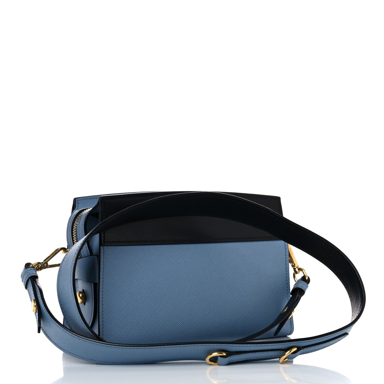 Prada Saffiano City Calfskin Esplanade Crossbody Bag Astrale Black 2 of 20