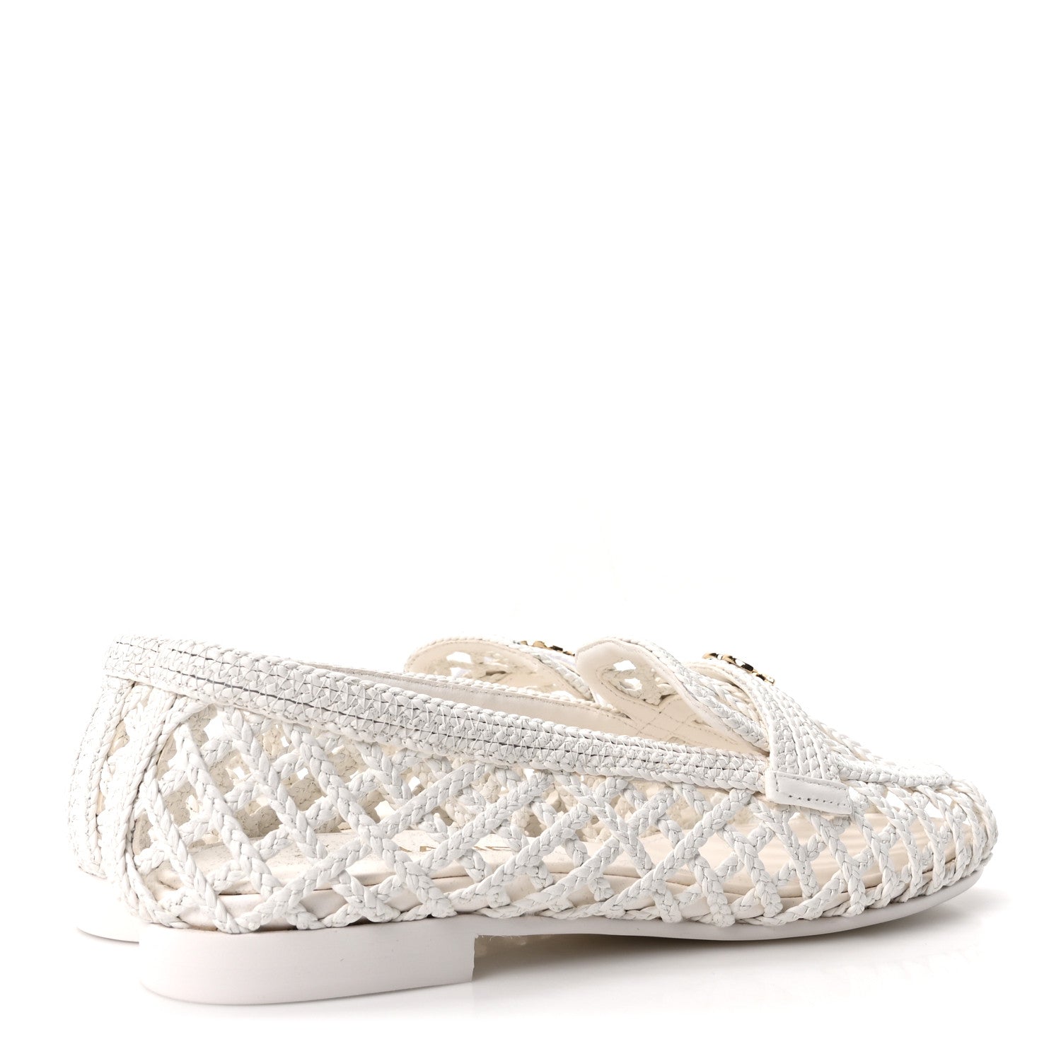 Chanel Braided Lambskin CC Mocassin Loafers 39 White 5 of 8