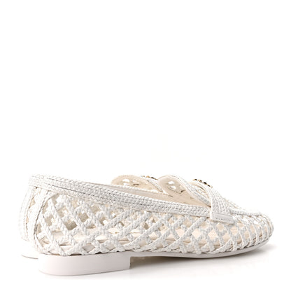 Chanel Braided Lambskin CC Mocassin Loafers 39 White 5 of 8