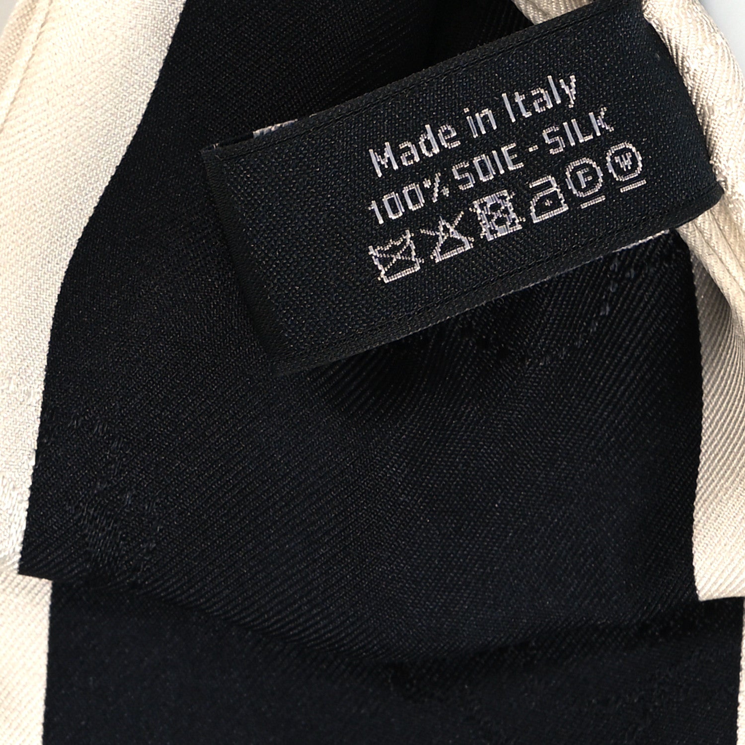 Chanel Silk Hair Tie Black Ivory 3 of 3